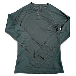 Velicio Henley Merino Wool Blend Base Layer, Size Large, Green